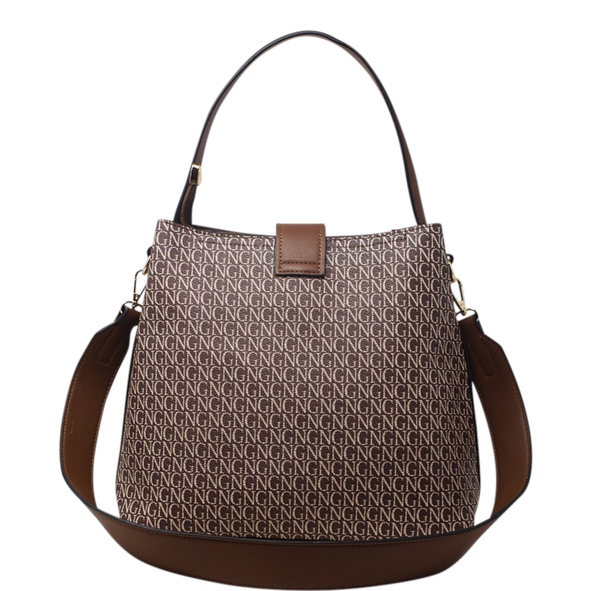 Brown Printed Tote Handbag - Image 4