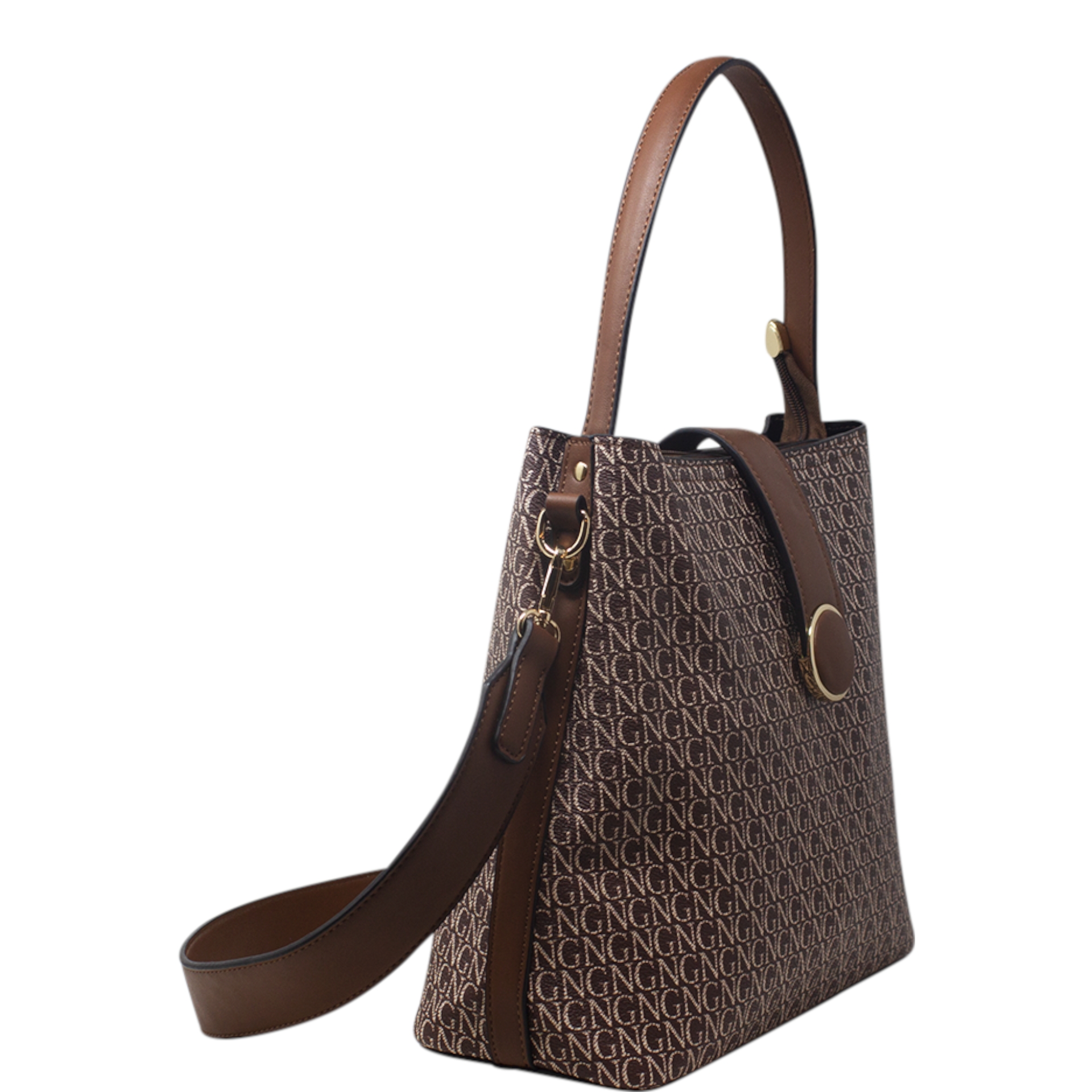 Brown Printed Tote Handbag - Image 3