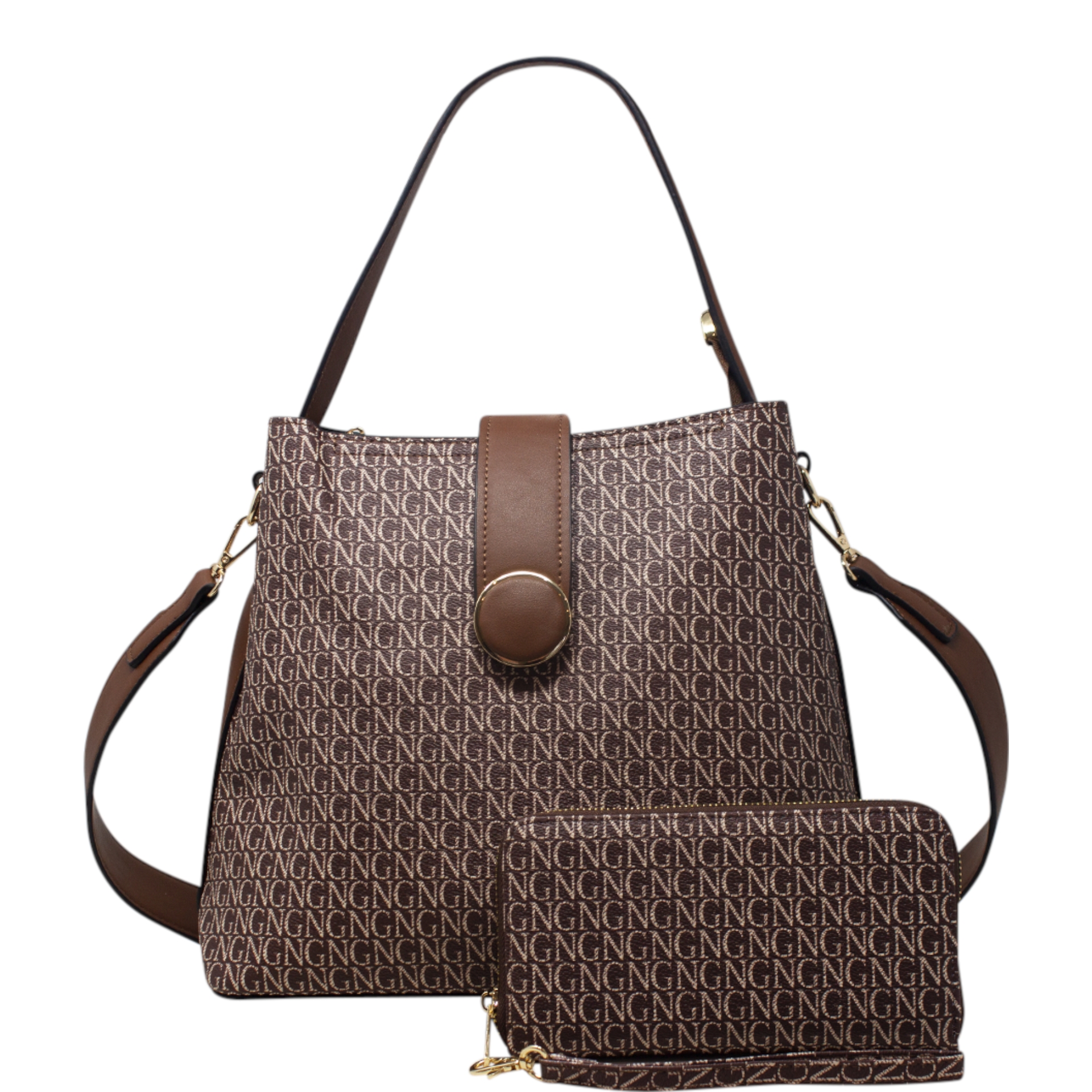 Brown Printed Tote Handbag - Image 2