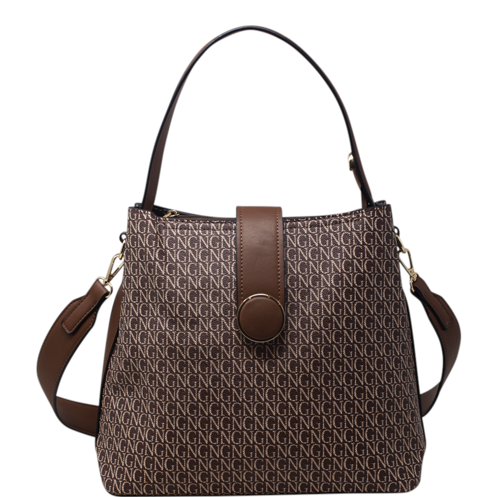 Brown Printed Tote Handbag