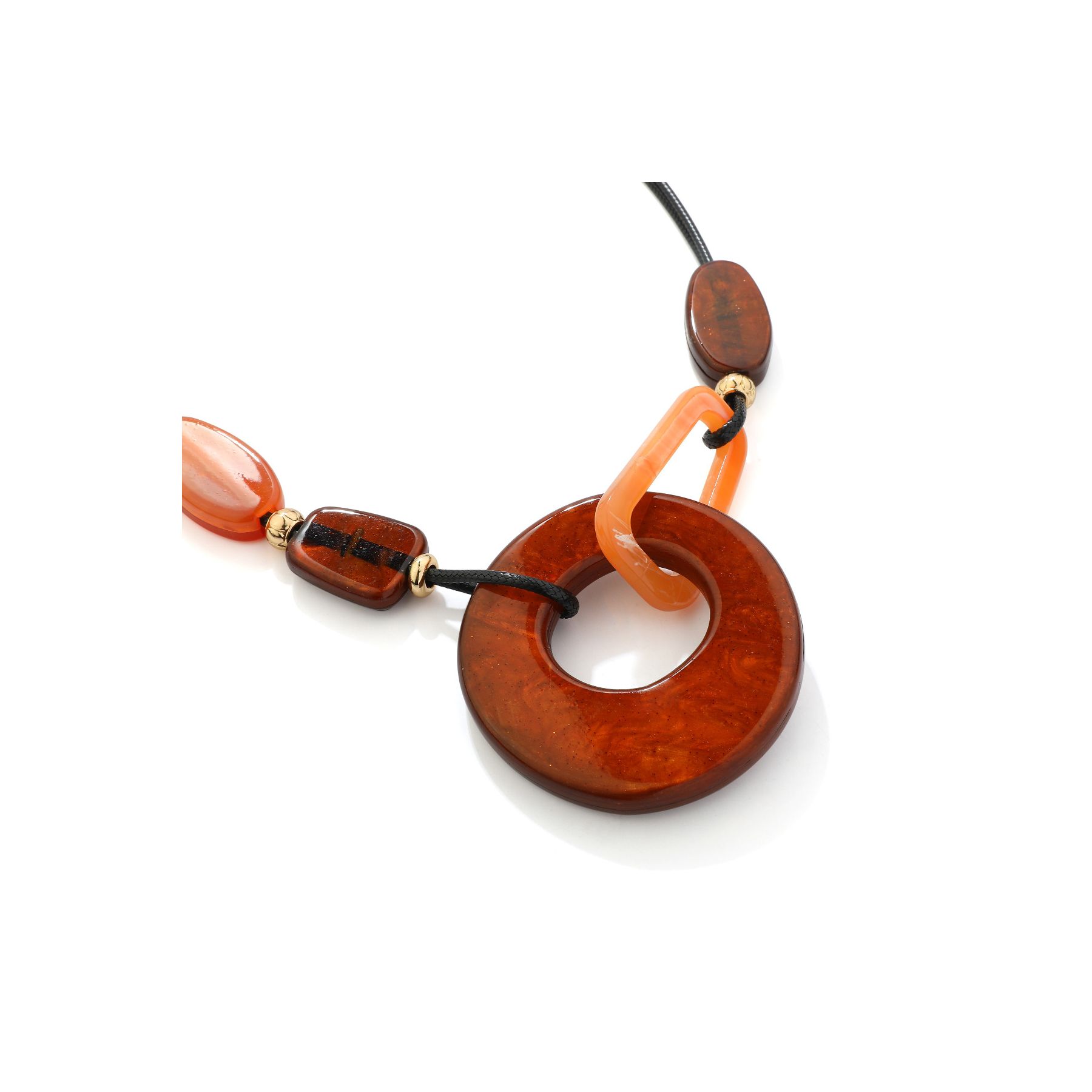 Orange Circle Disc Earrings - Image 2