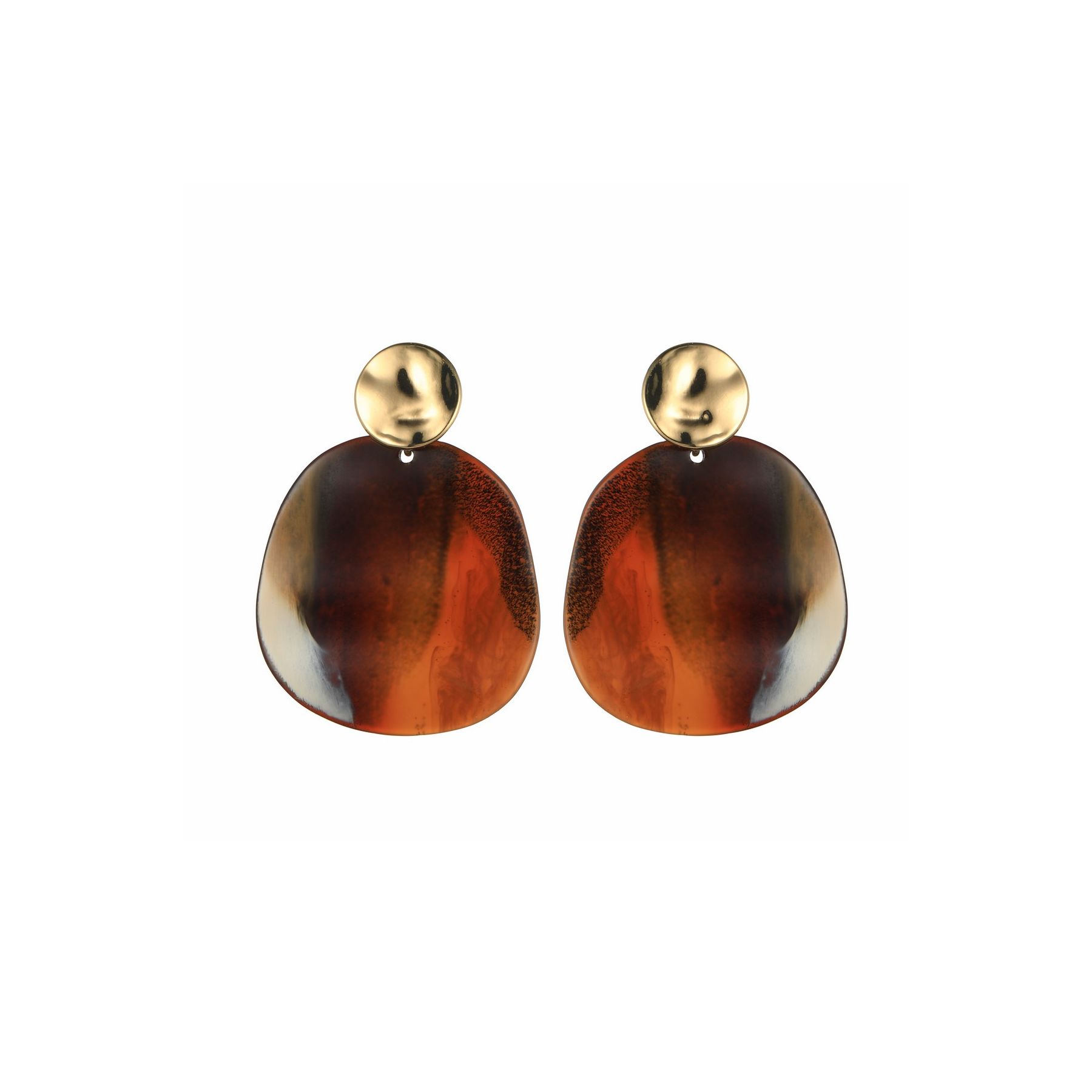 Orange Circle Disc Earrings