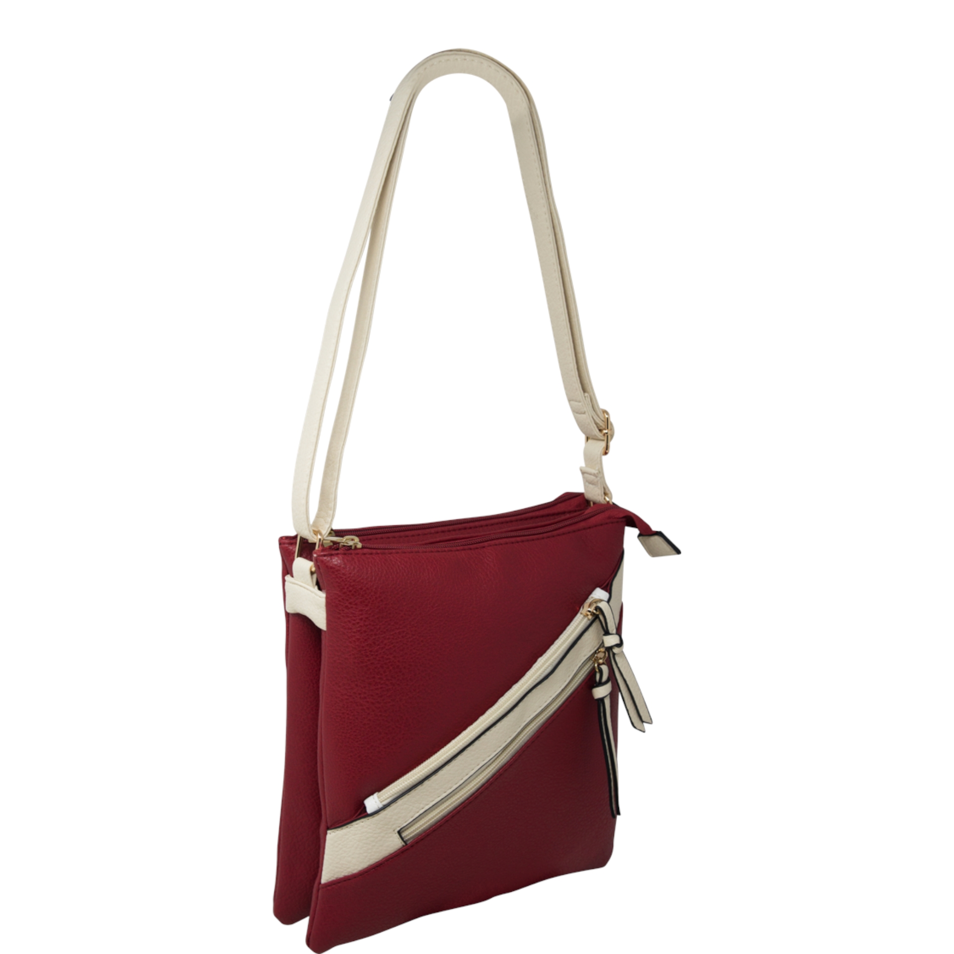 Red Diagonal Zip Shoulder Bag - Image 2