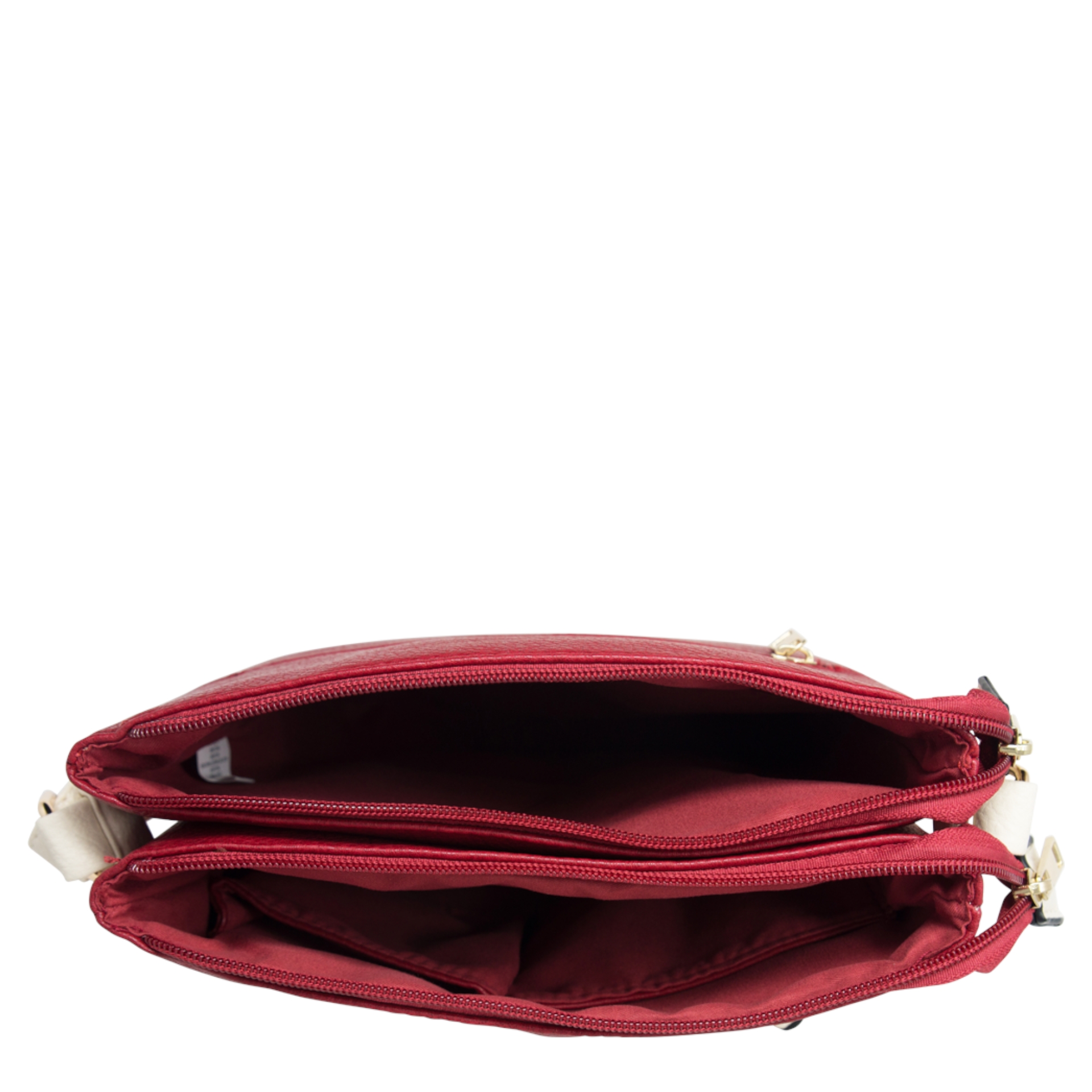 Red Diagonal Zip Shoulder Bag - Image 4