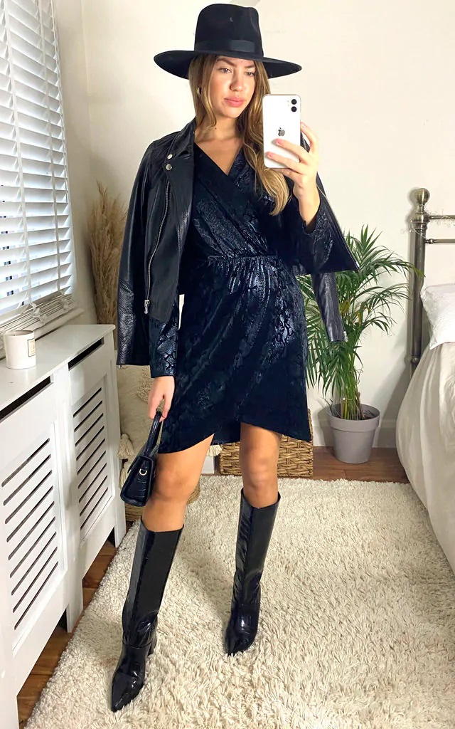 Reptile Embossed Mini Dress
