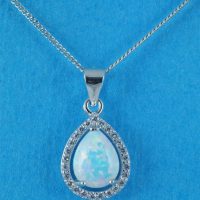 925 White Opal Teardrop Necklace