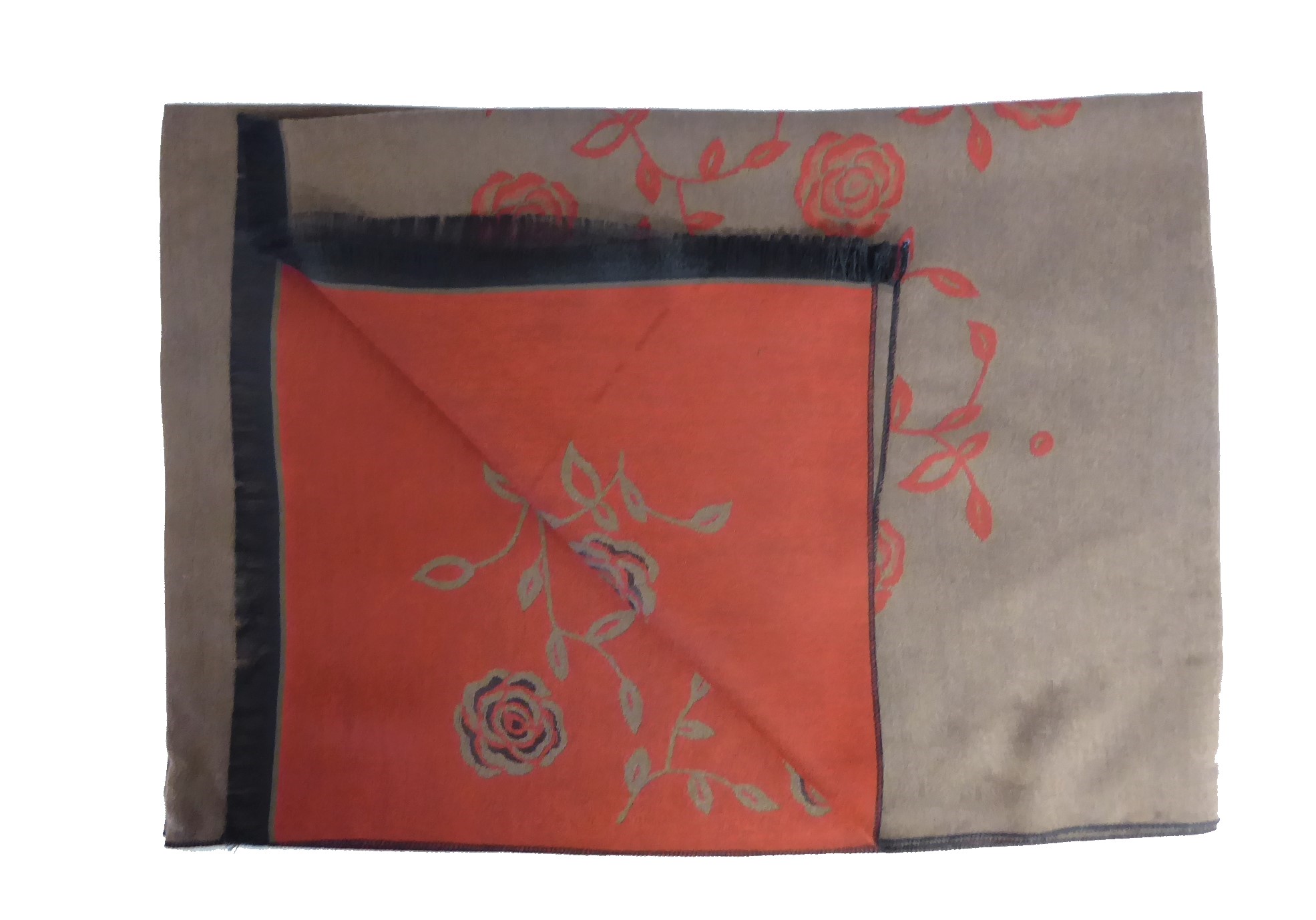Brick Red/Khaki Rose Pashmina - Image 3