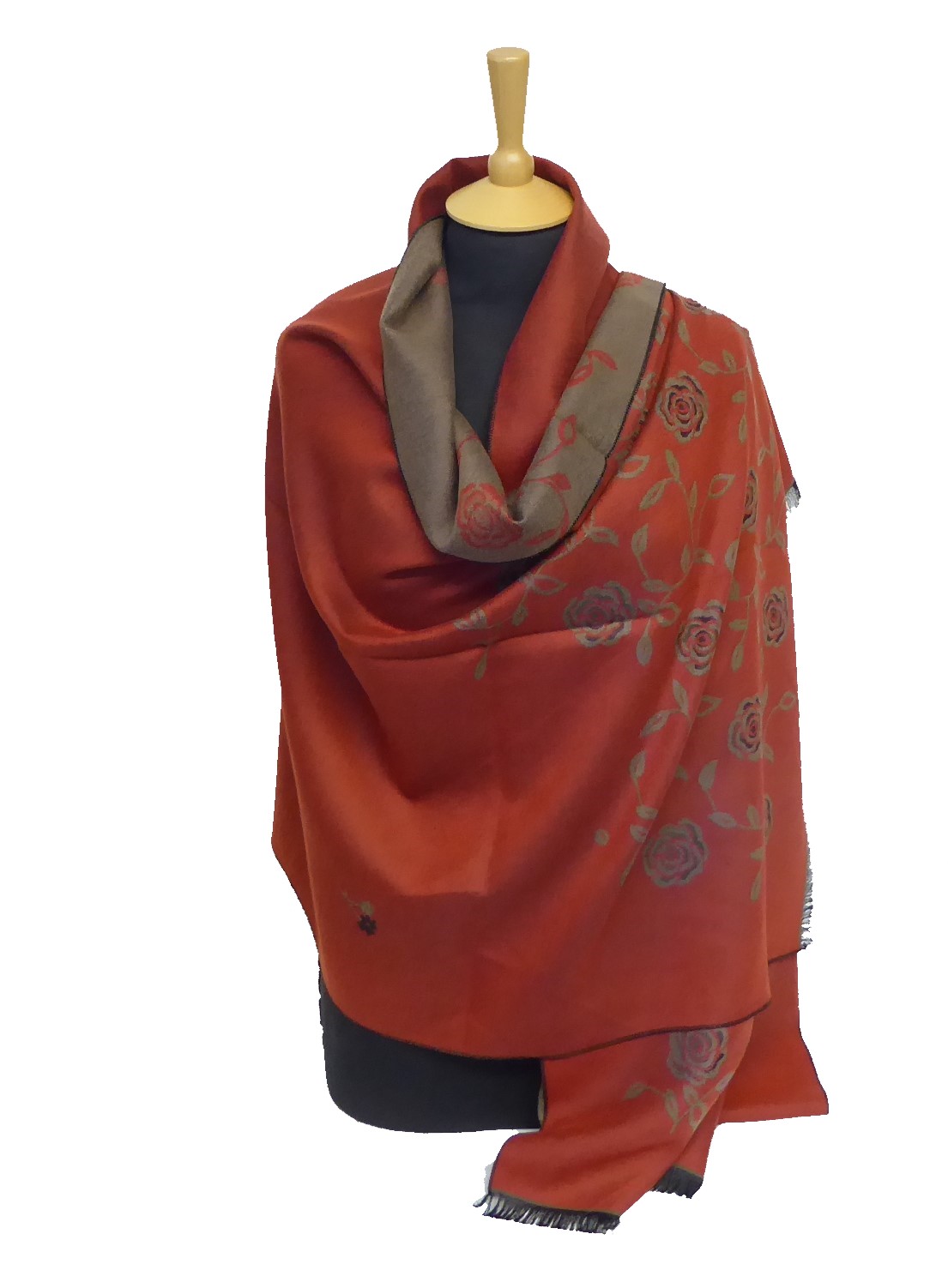 Brick Red Khaki Rose Pashmina