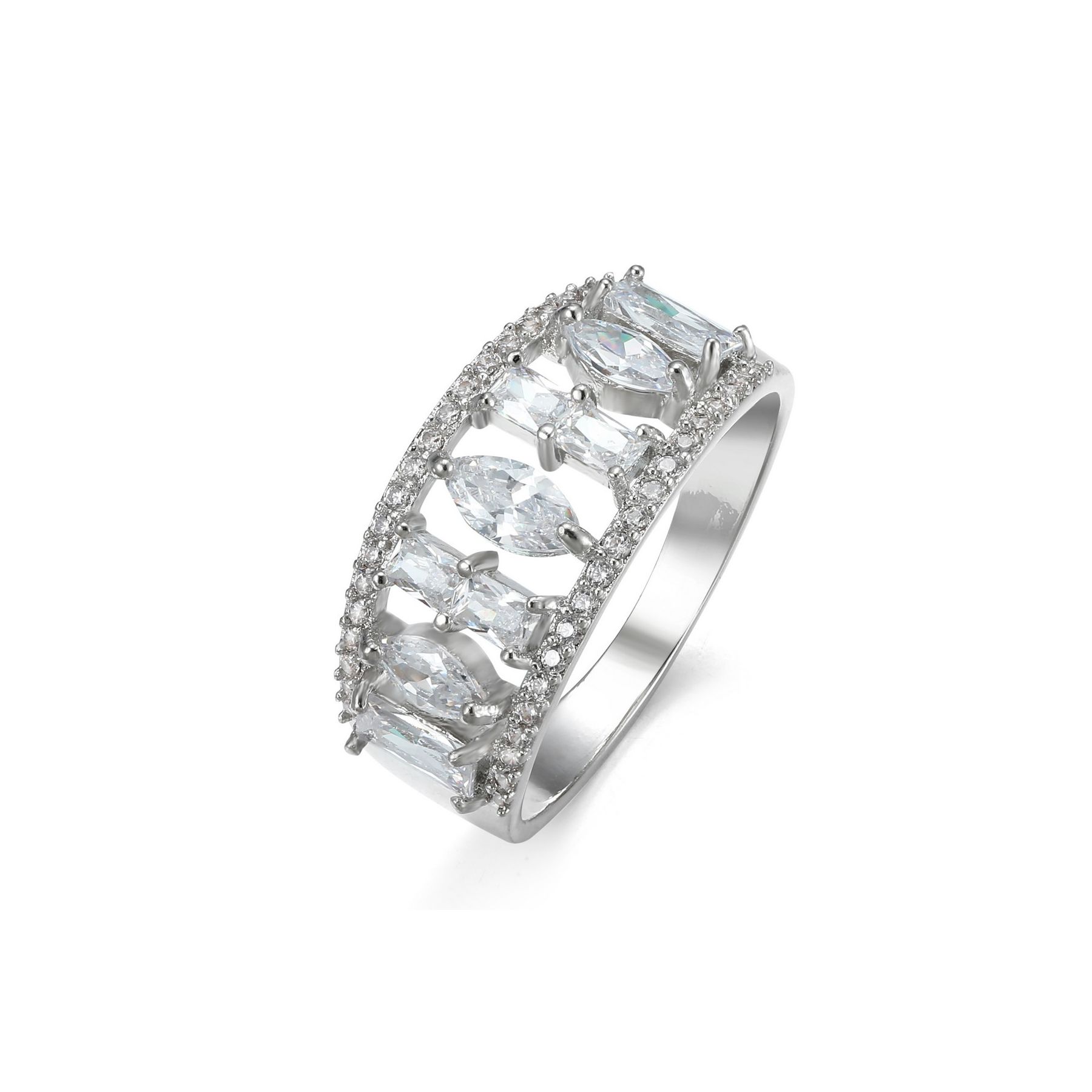 Silver Band CZ Ring