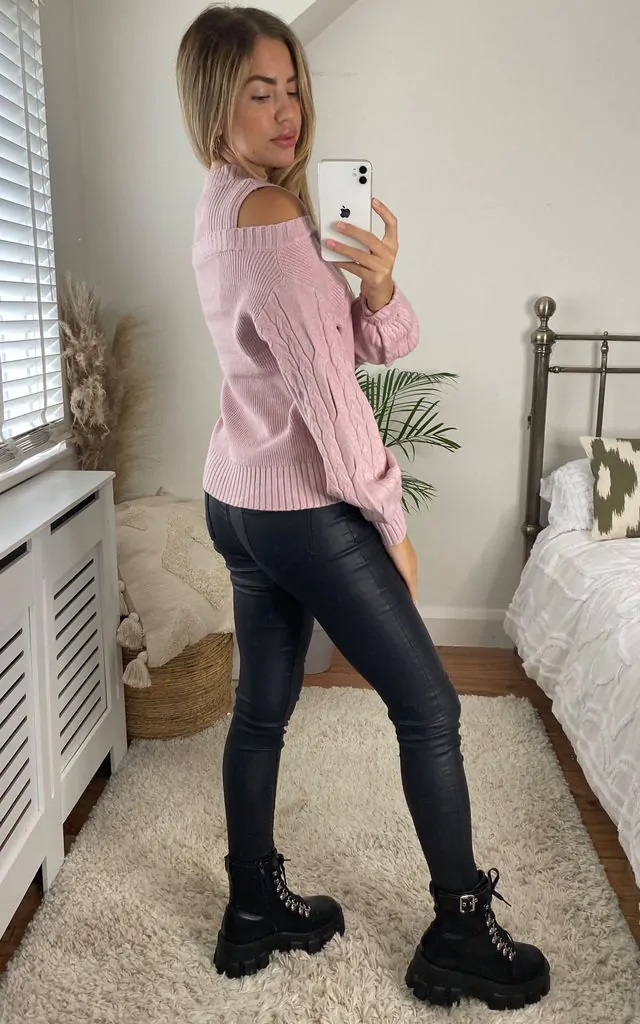 Pink Cold Shoulder Jumper - Image 2