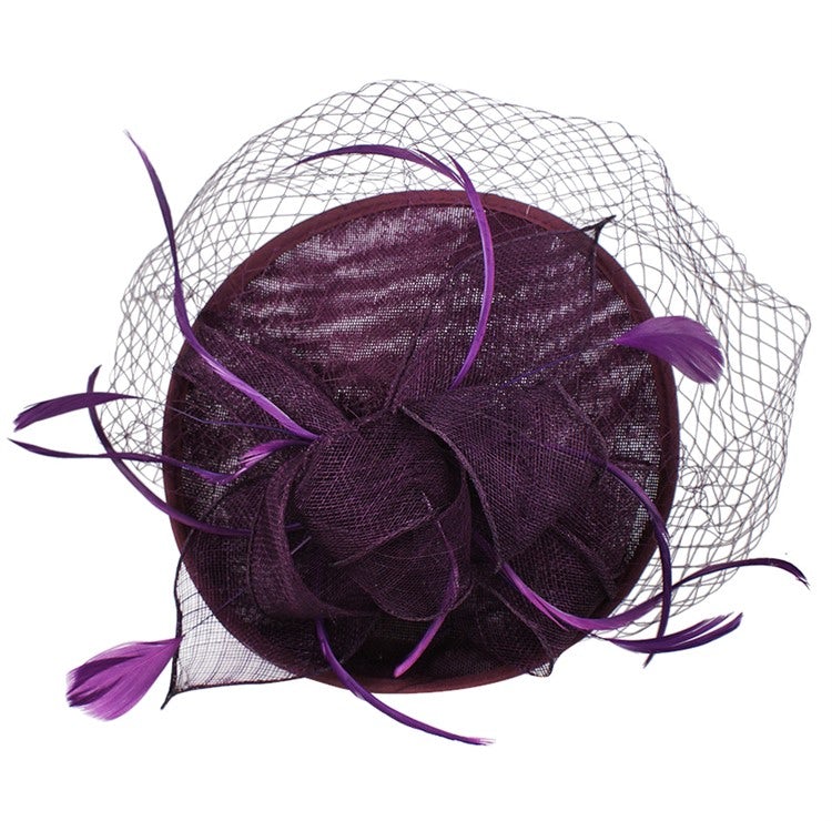 Purple Sinamay Feather Hatinator - Image 2