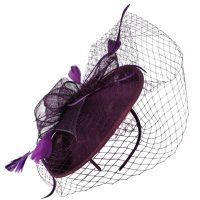 Purple Sinamay Feather Hatinator