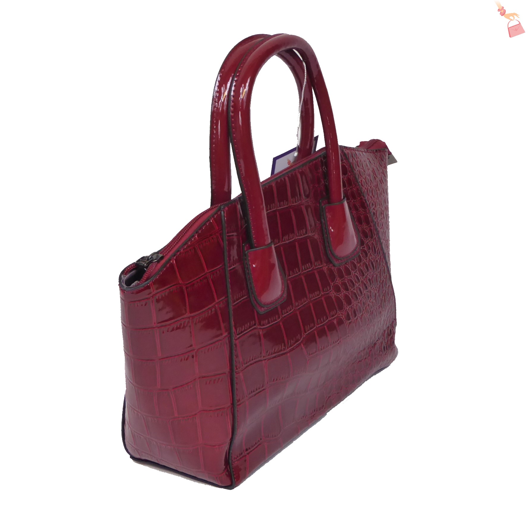 Red Patent Croc Handbag - Image 3