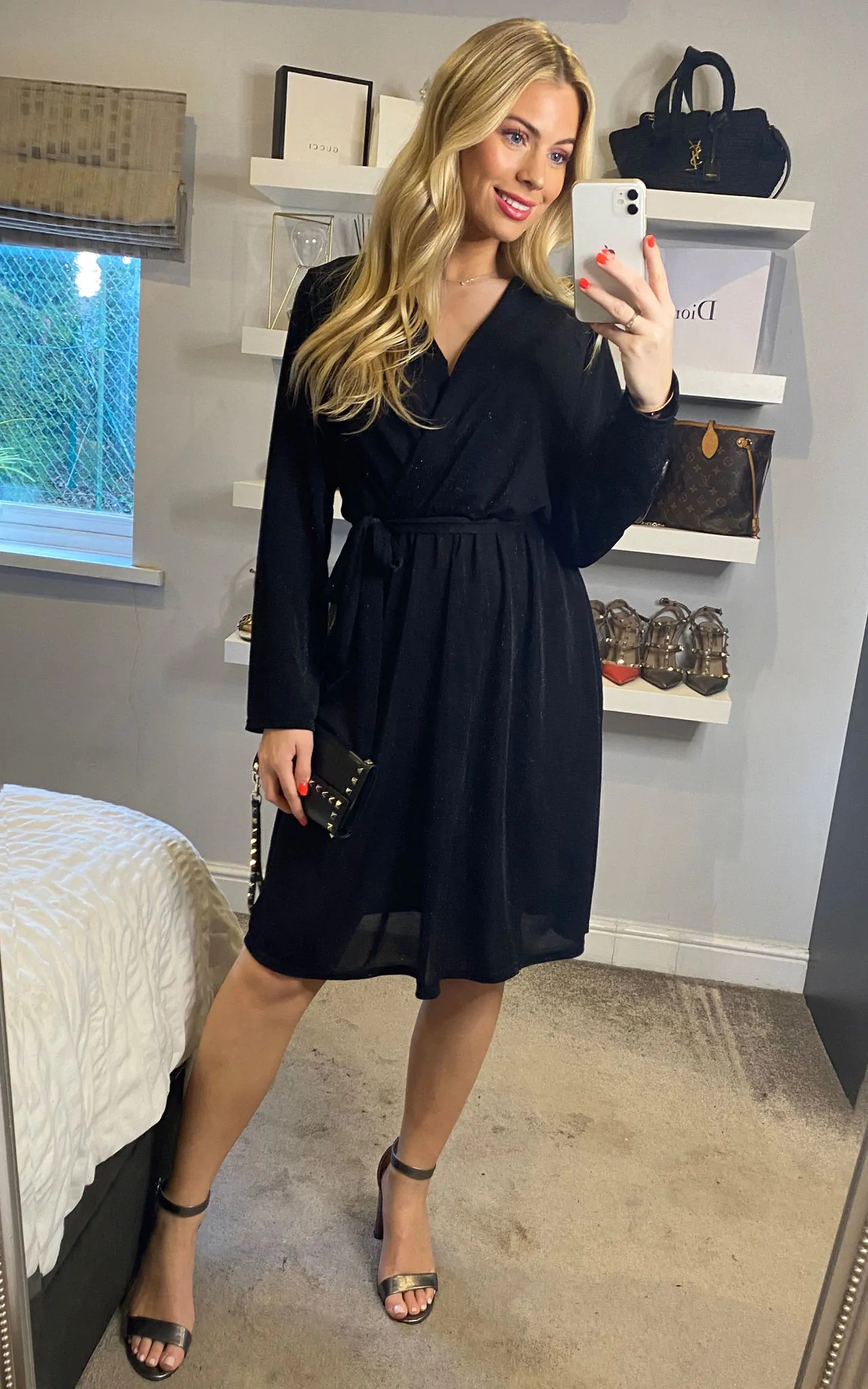 Black Shimmery Midi Dress - Image 6
