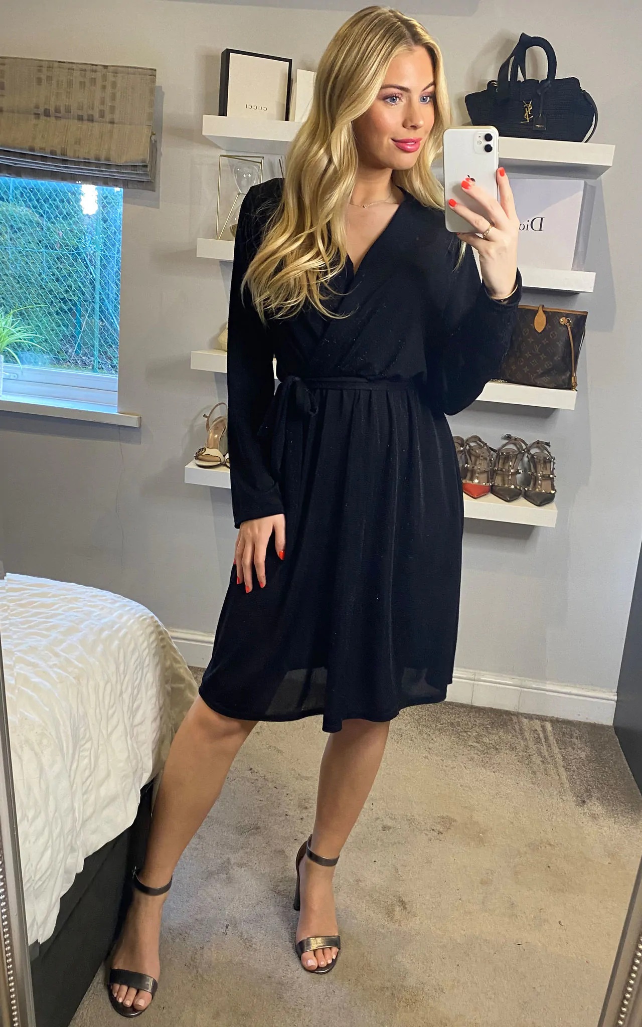 Black Shimmery Midi Dress - Image 5