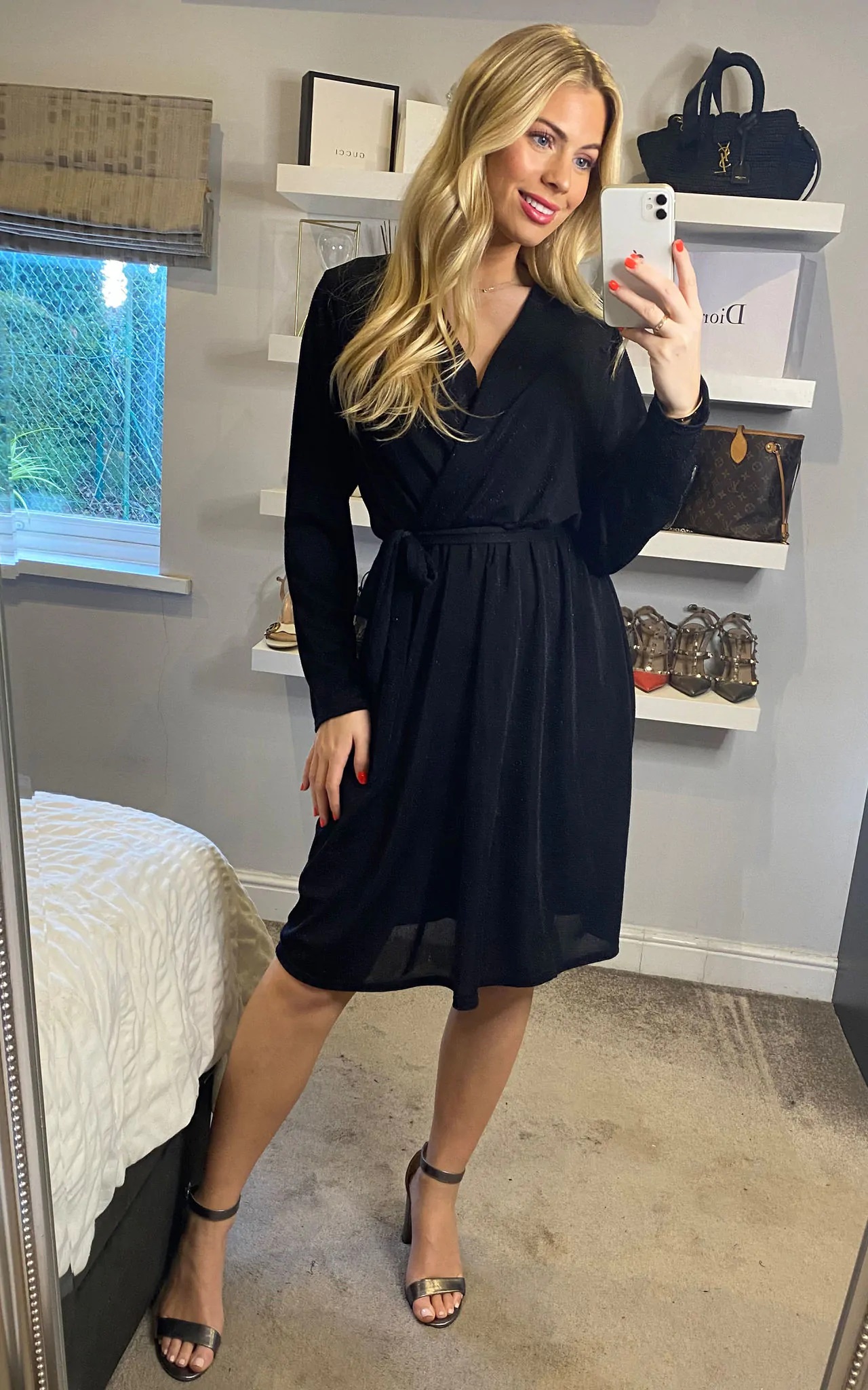 Black Shimmery Midi Dress - Image 4