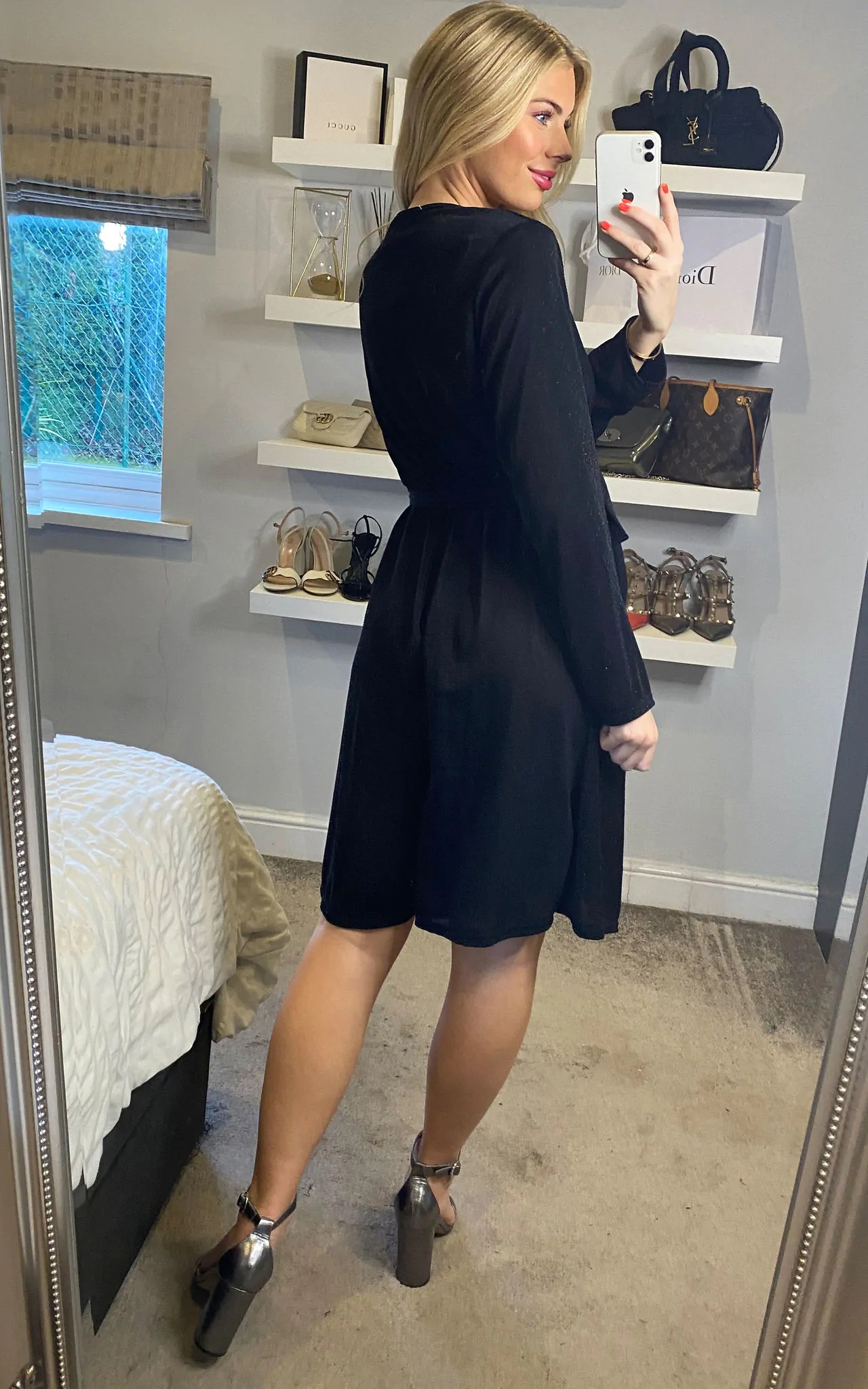 Black Shimmery Midi Dress - Image 3