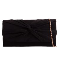 Black Suedette Bow Clutch Bag