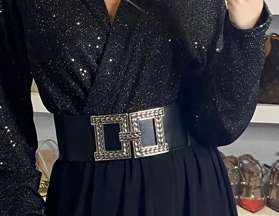 Black and Silver Elasticated Belt
