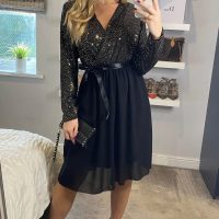 Gold Sequin Midi Dress