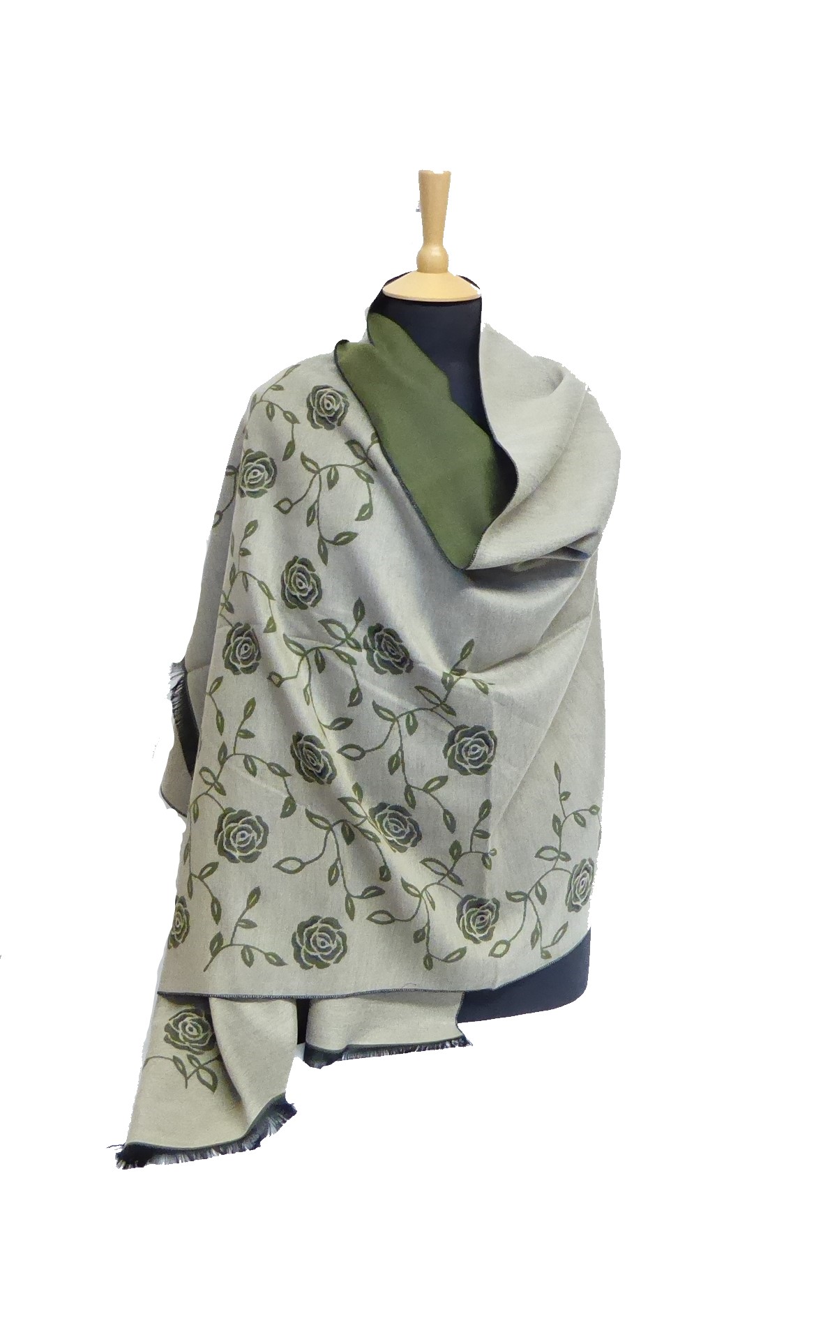Army Green/Khaki Rose Pashmina - Image 2