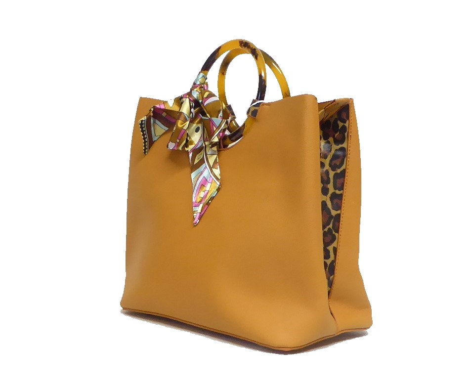 Mustard Faux Leather Handbag - Image 4