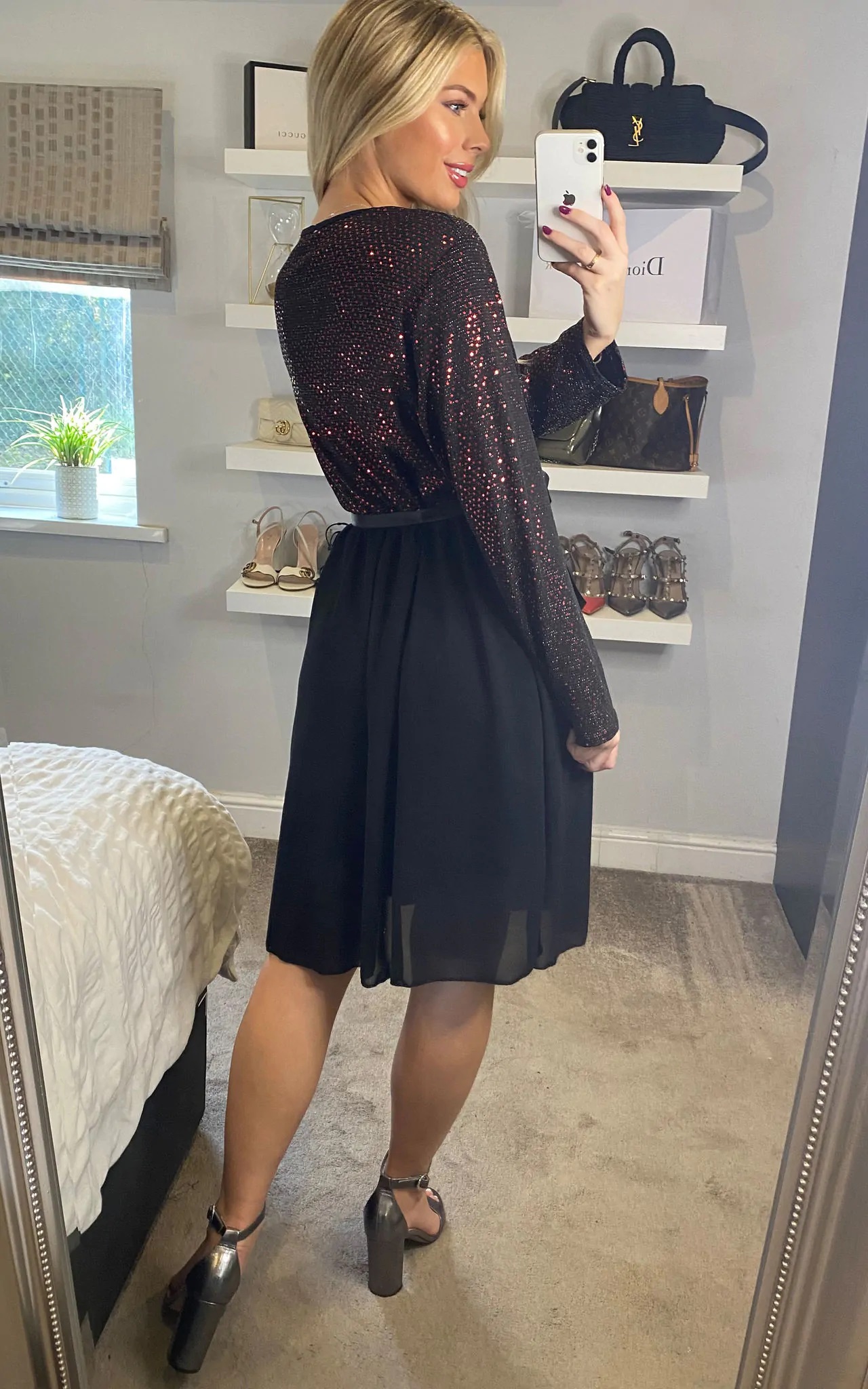 Red Sequin Midi Dress - Image 5