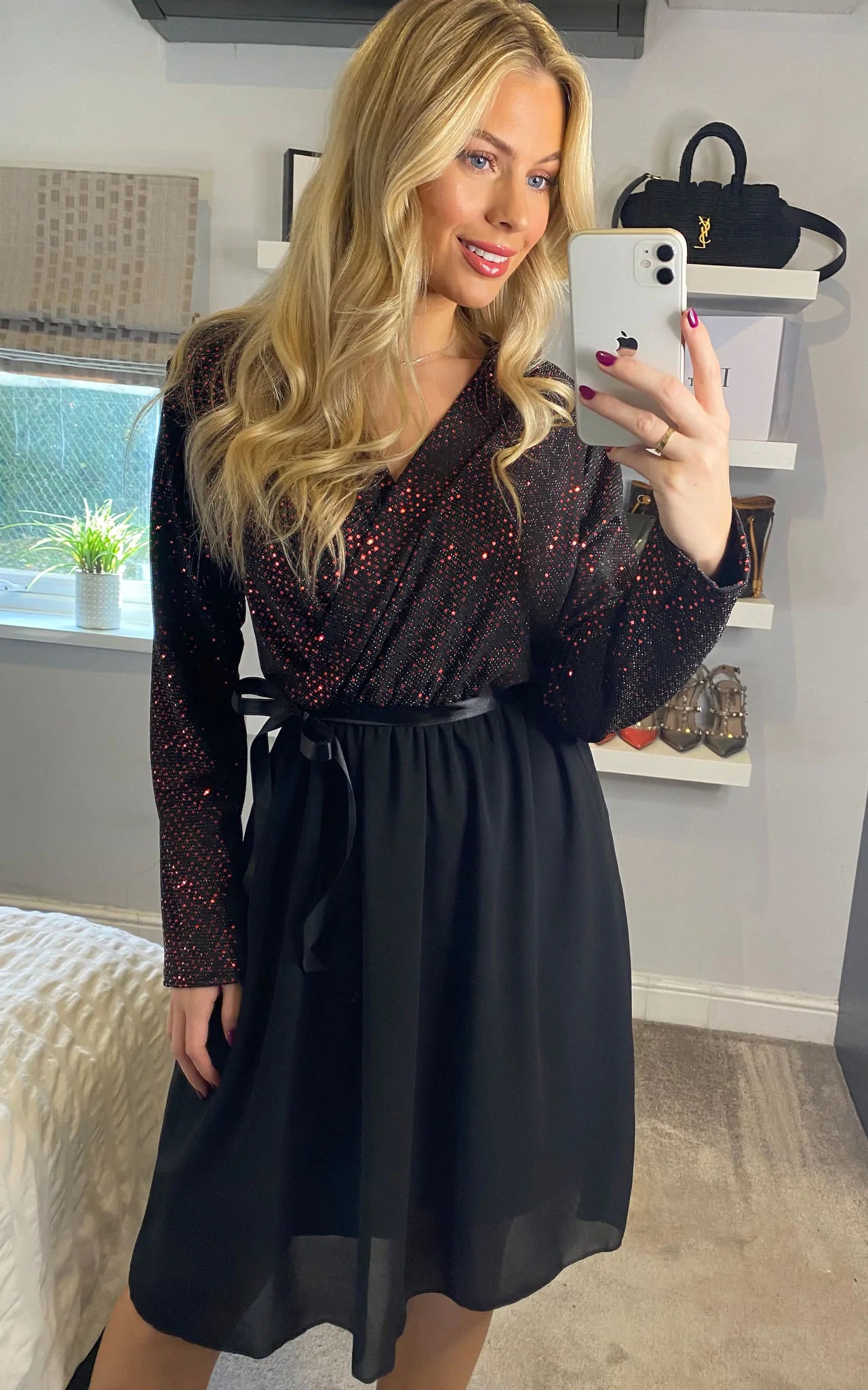 Red Sequin Midi Dress - Image 3