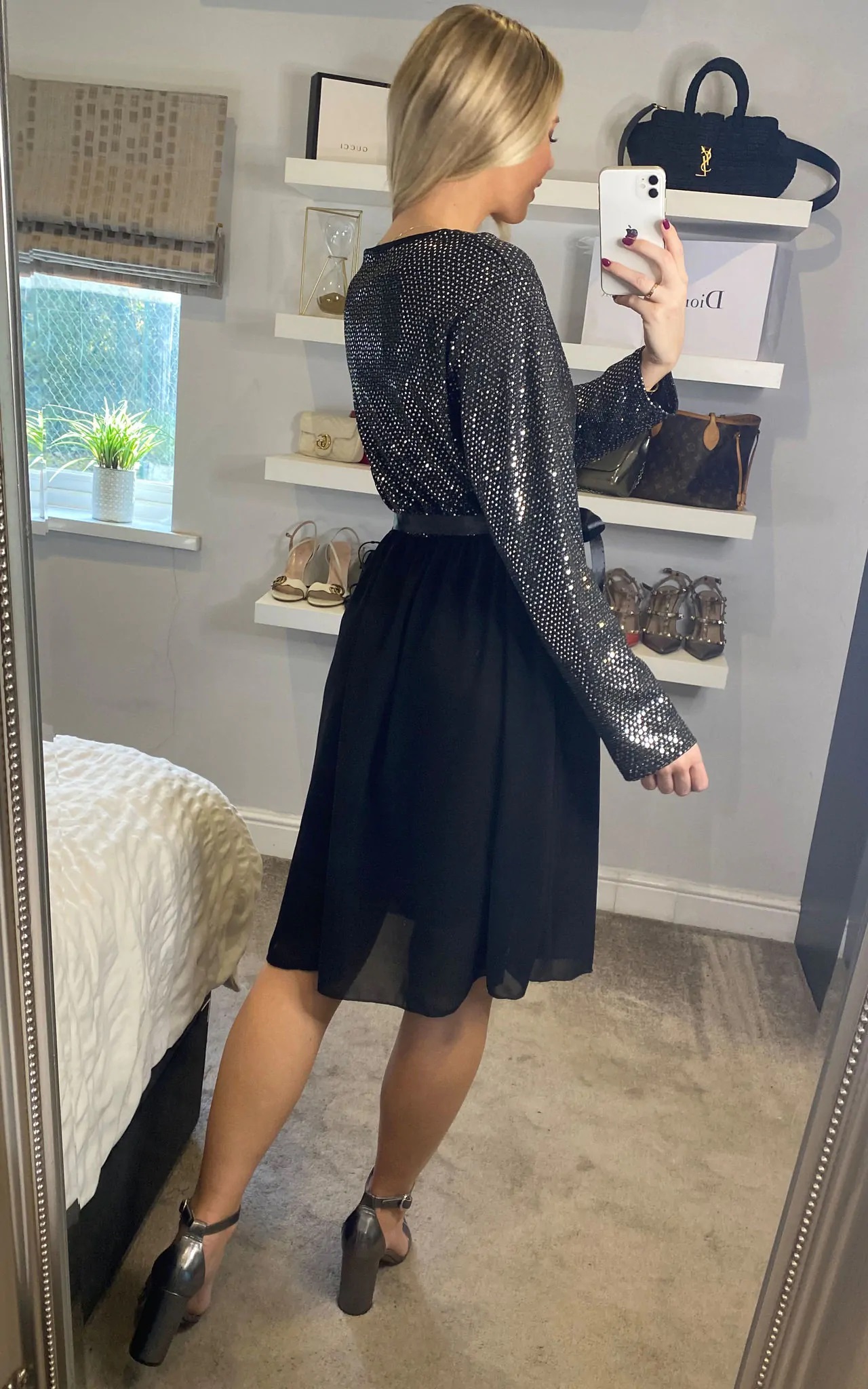Silver Sequin Midi Dress - Image 4