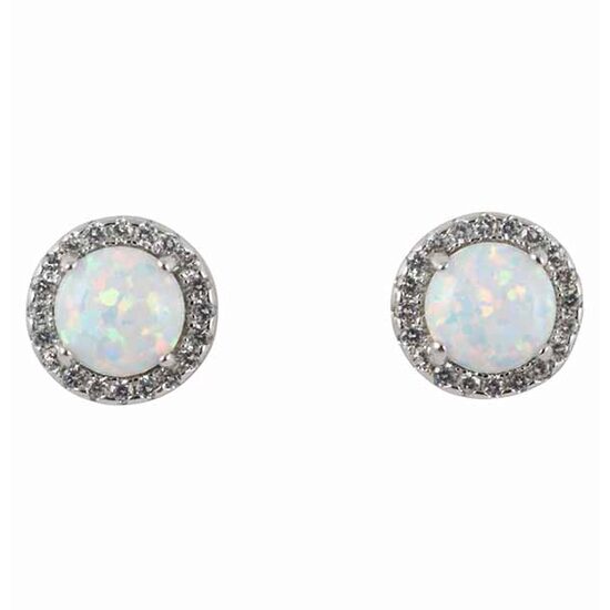 925 Opal Round Earrings