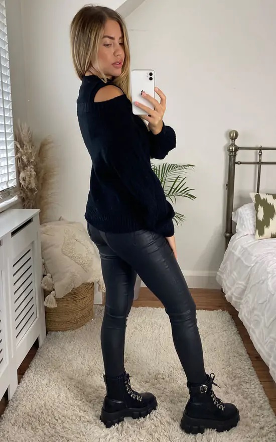 Black Cold Shoulder Jumper - Image 4