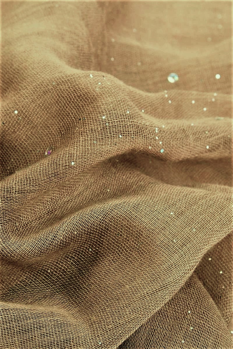 Camel Glittered Plain Scarf - Image 2