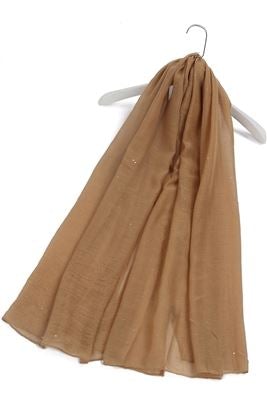 Camel Glittered Plain Scarf