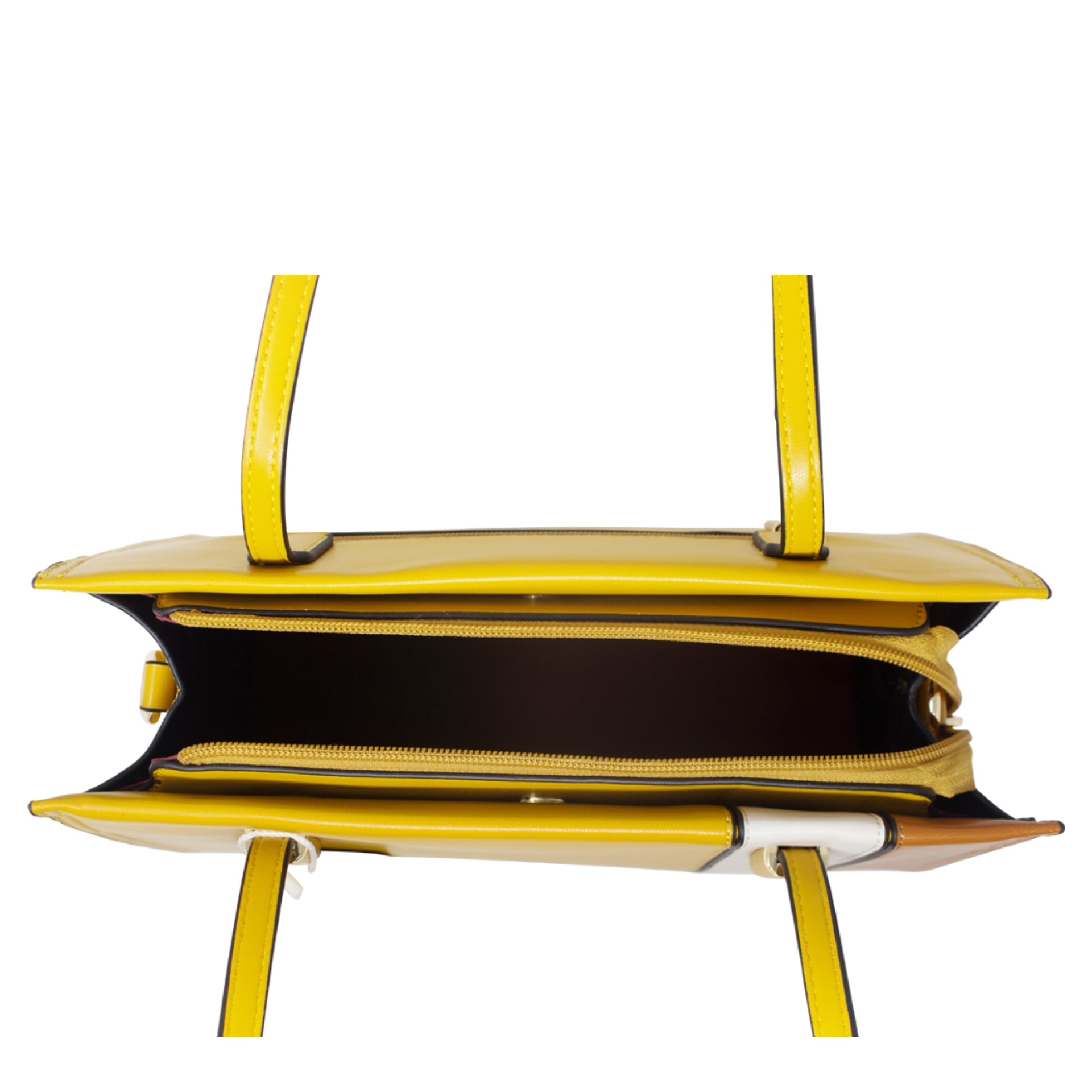 Mustard Panelled Tote Handbag - Image 3