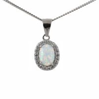 925 White Opal Oval Necklace