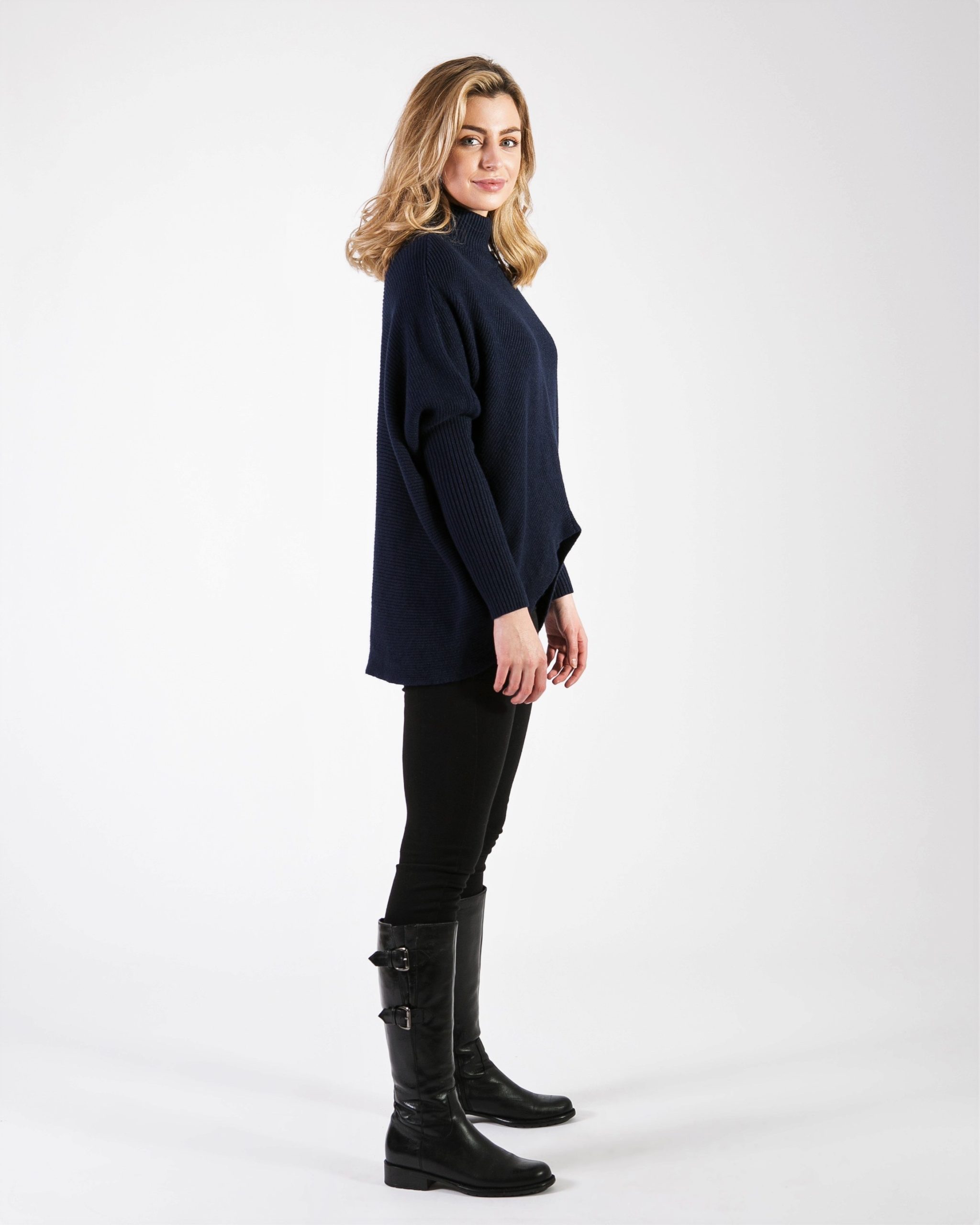 Black High Low Cowl Neck Jumper - Image 5