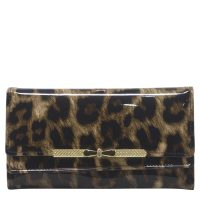 Brown Patent Leopard Duo Flap Purse