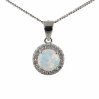 925 White Opal Round Necklace