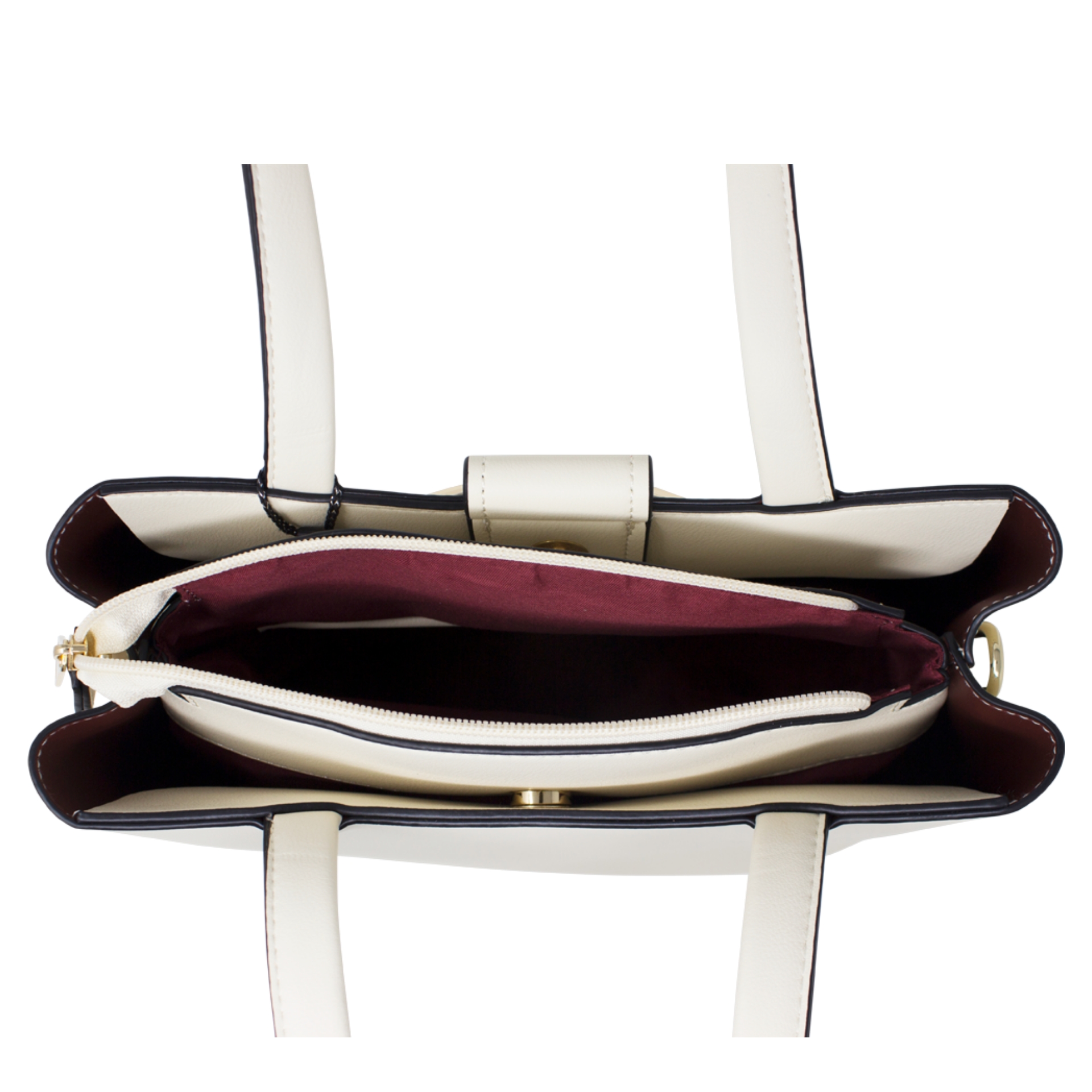 Beige Curved Buckle Handbag - Image 4