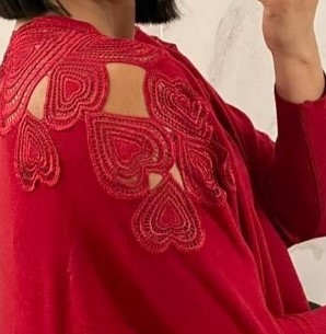 Caramel Embroidered Heart Fine Knit - Image 3