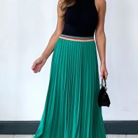 Green Pleated Maxi Skirt 2