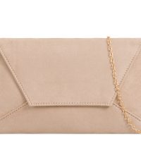 Nude Suedette Envelope Clutch