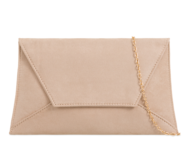 Nude Suedette Envelope Clutch