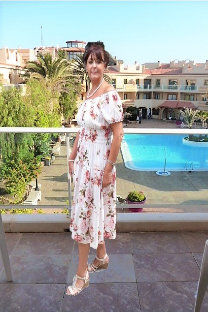 Beige Pink Floral Midi Dress - Image 2