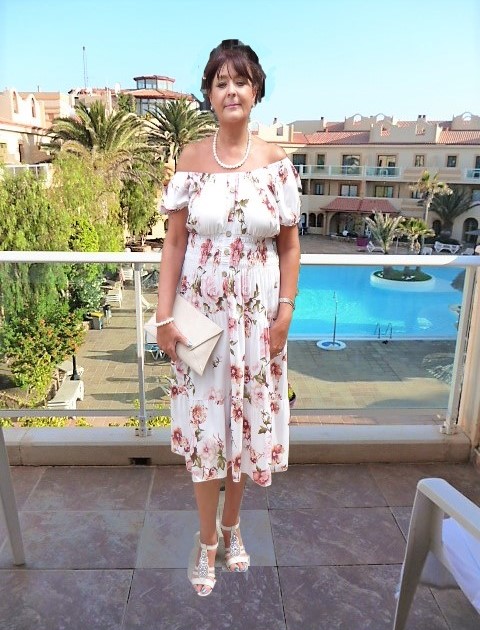 Beige Pink Floral Midi Dress - Image 5