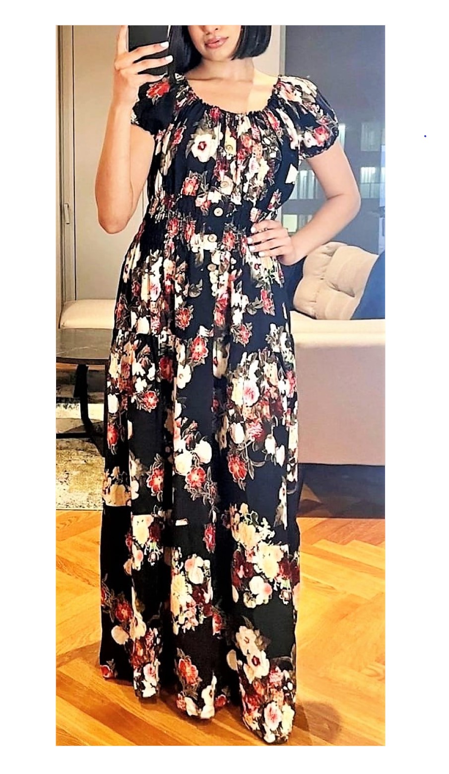 Black Roses Bardot Maxi Dress - Image 2