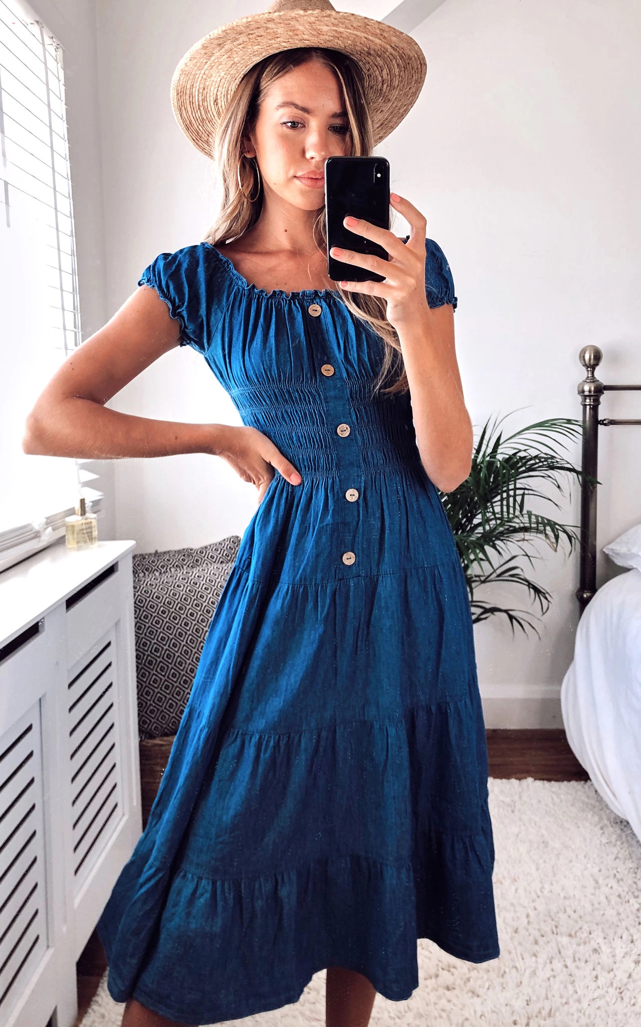 Dark Denim Bardot Maxi Dress - Image 3