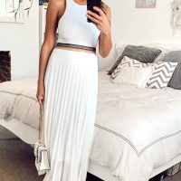 White Pleated Maxi Skirt