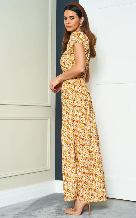 Yellow Daisy Bardot Maxi Dress - Image 4