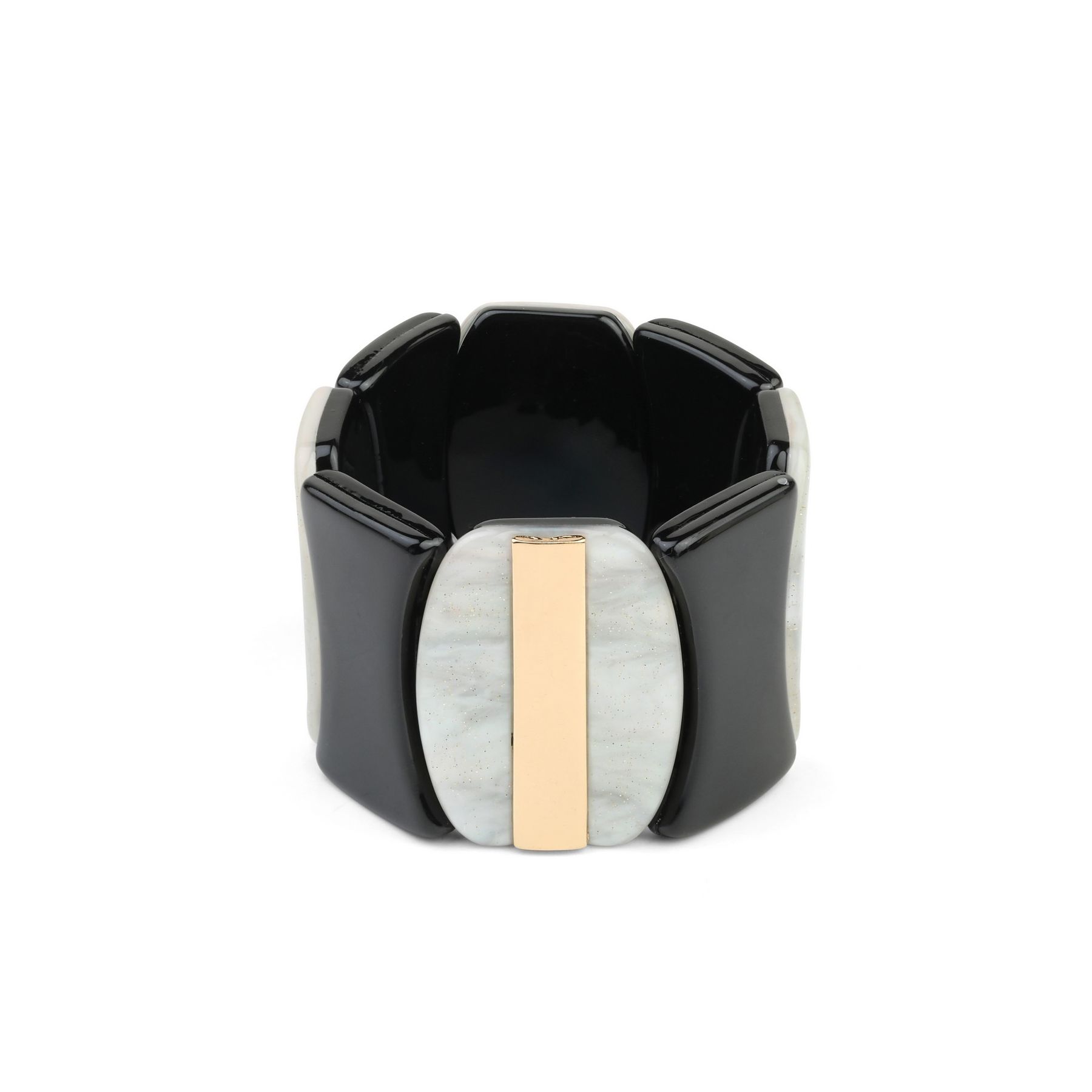 Black and Pearl Disc Bracelet